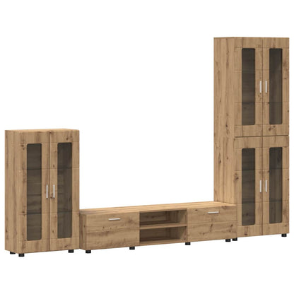 Set mobile TV con cassetto Rovere artigianale Legno multistrato