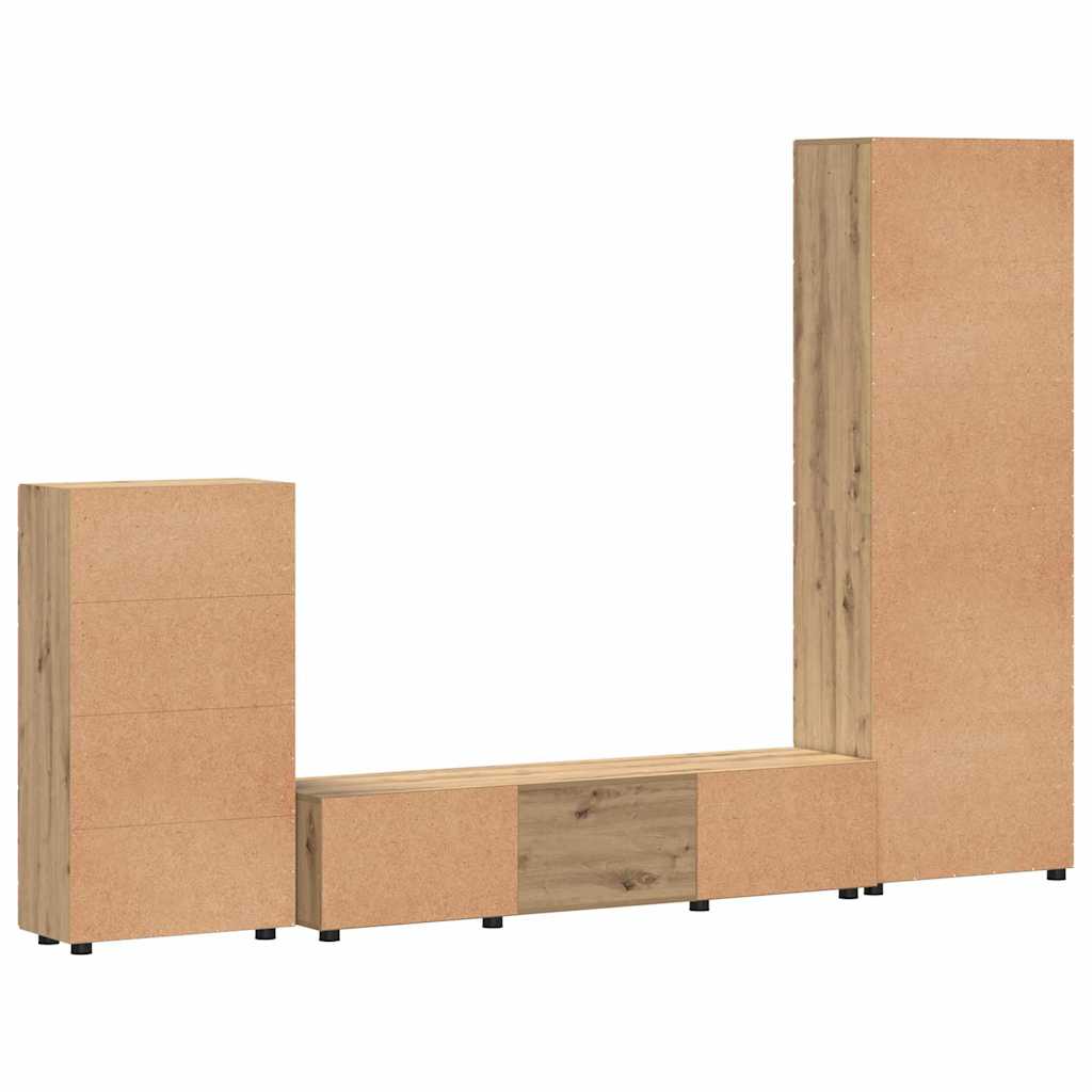 Set mobile TV FLORIN 3 pcs Rovere artigianale Legno multistrato | homemem39