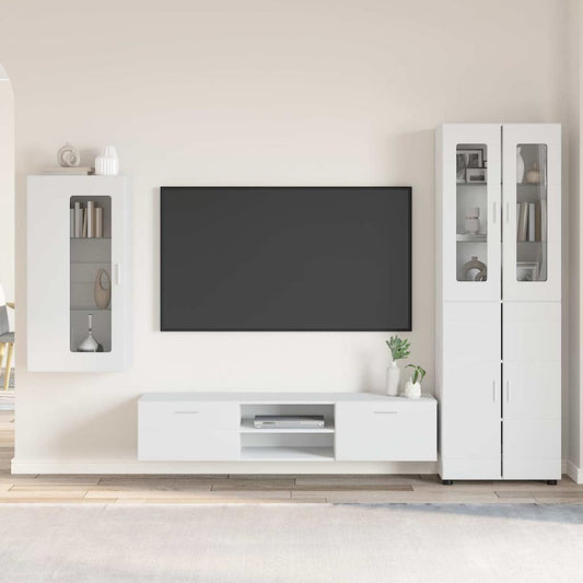 Set mobile TV con porta FLORIN 3 pcs Bianco Legno multistrato