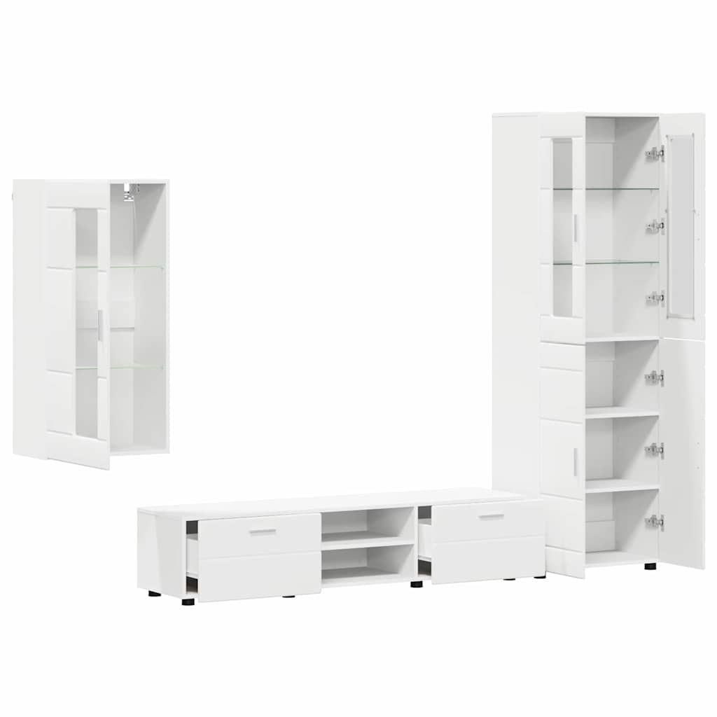 Set mobile TV con cassetto con porta Bianco Legno multistrato