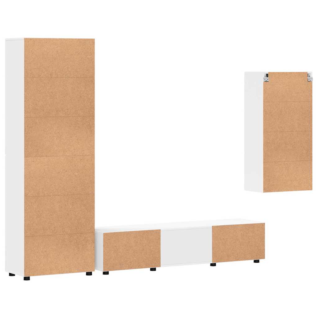 Set mobile TV con porta FLORIN 3 pcs Bianco Legno multistrato | homemem39