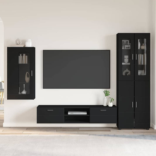Set mobile TV con cassetto FLORIN 3 pcs Nero Legno multistrato | homemem39