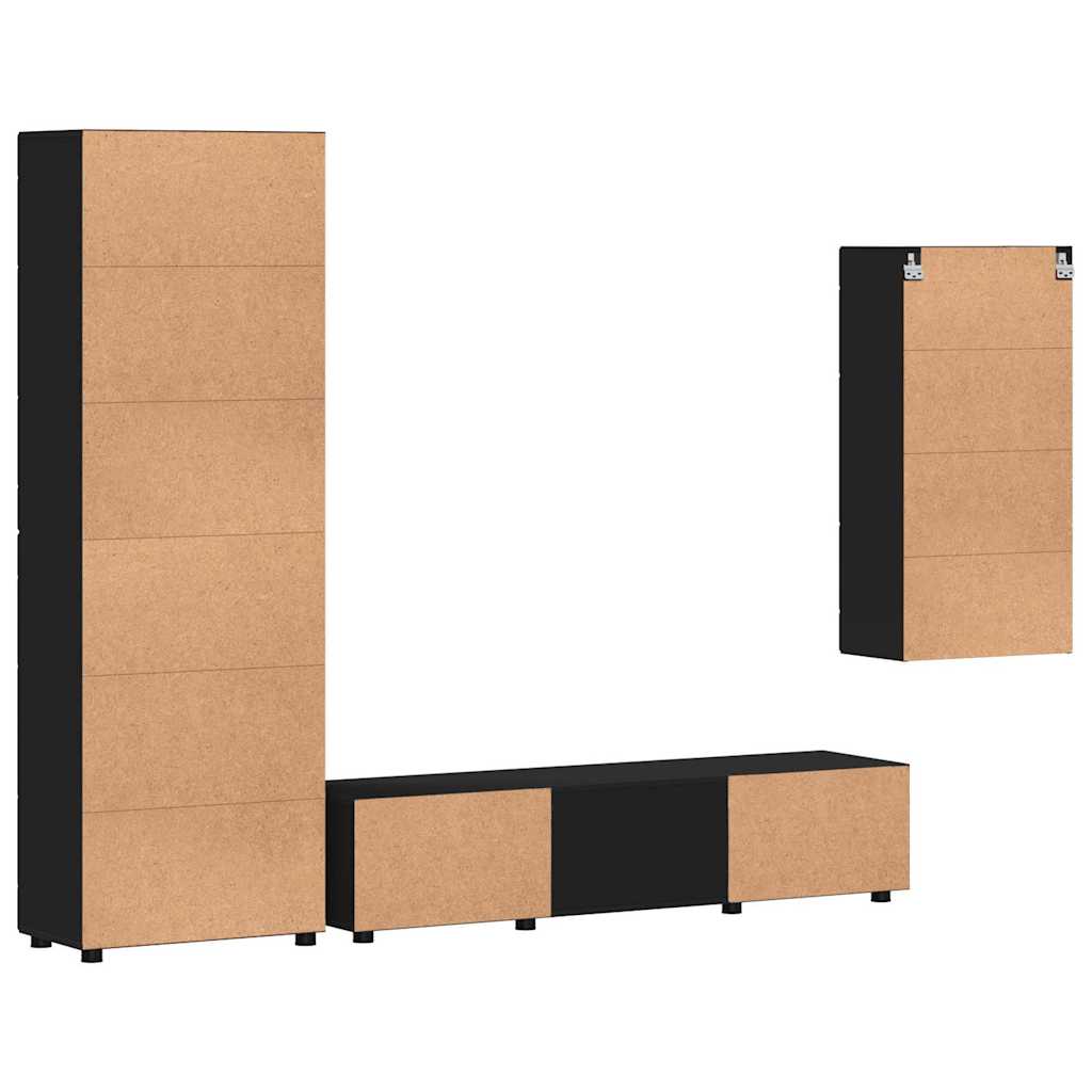 Set mobile TV con cassetto FLORIN 3 pcs Nero Legno multistrato | homemem39