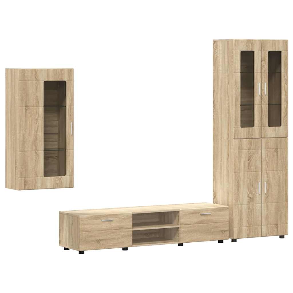 Set mobile TV con cassetto Rovere Sonoma Legno multistrato