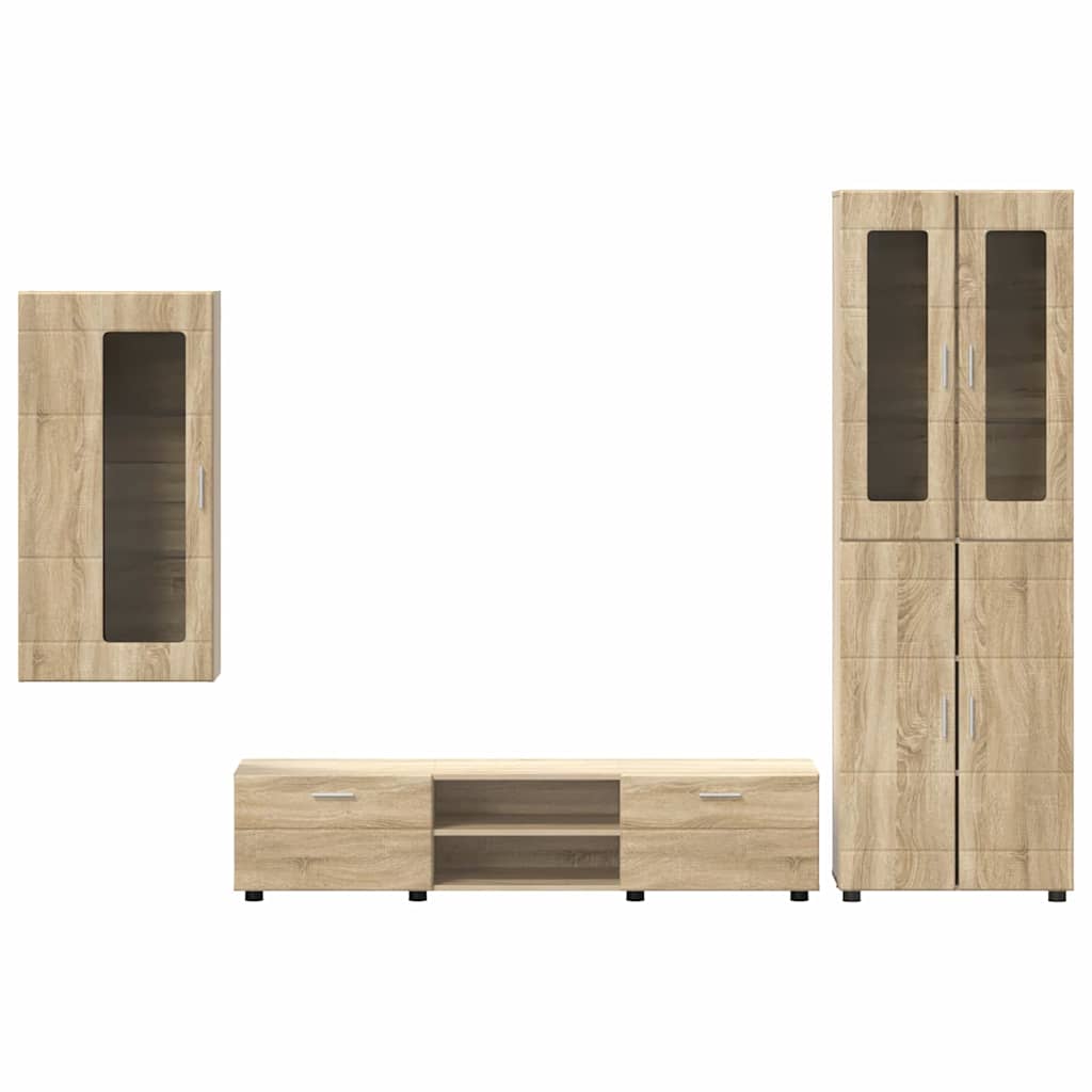Set mobile TV con cassetto Rovere Sonoma Legno multistrato