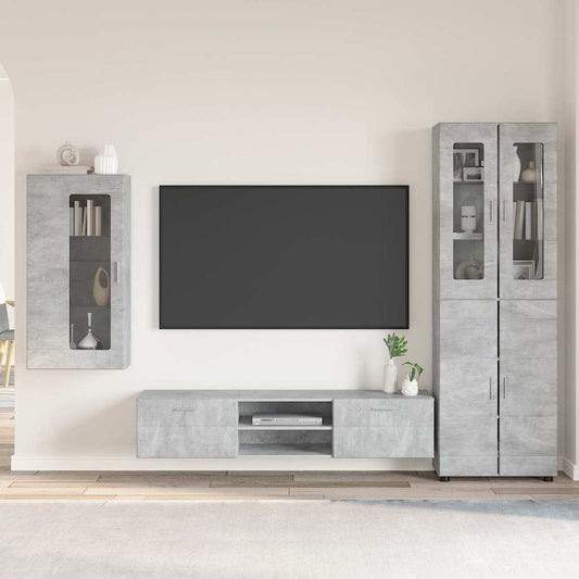 Set mobile TV FLORIN 3 pcs Grigio cemento Legno multistrato | homemem39