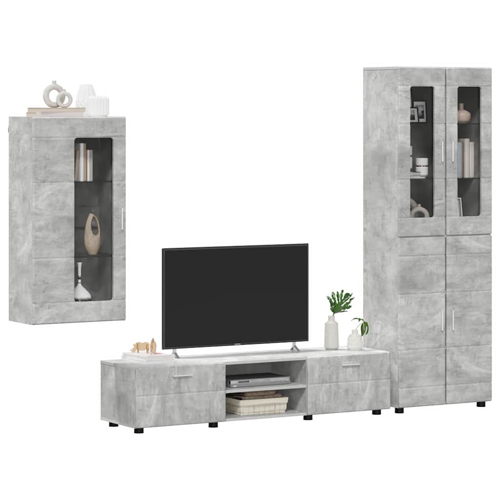 Set mobile TV con cassetto Grigio cemento Legno multistrato