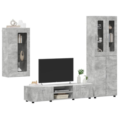Set mobile TV con cassetto Grigio cemento Legno multistrato