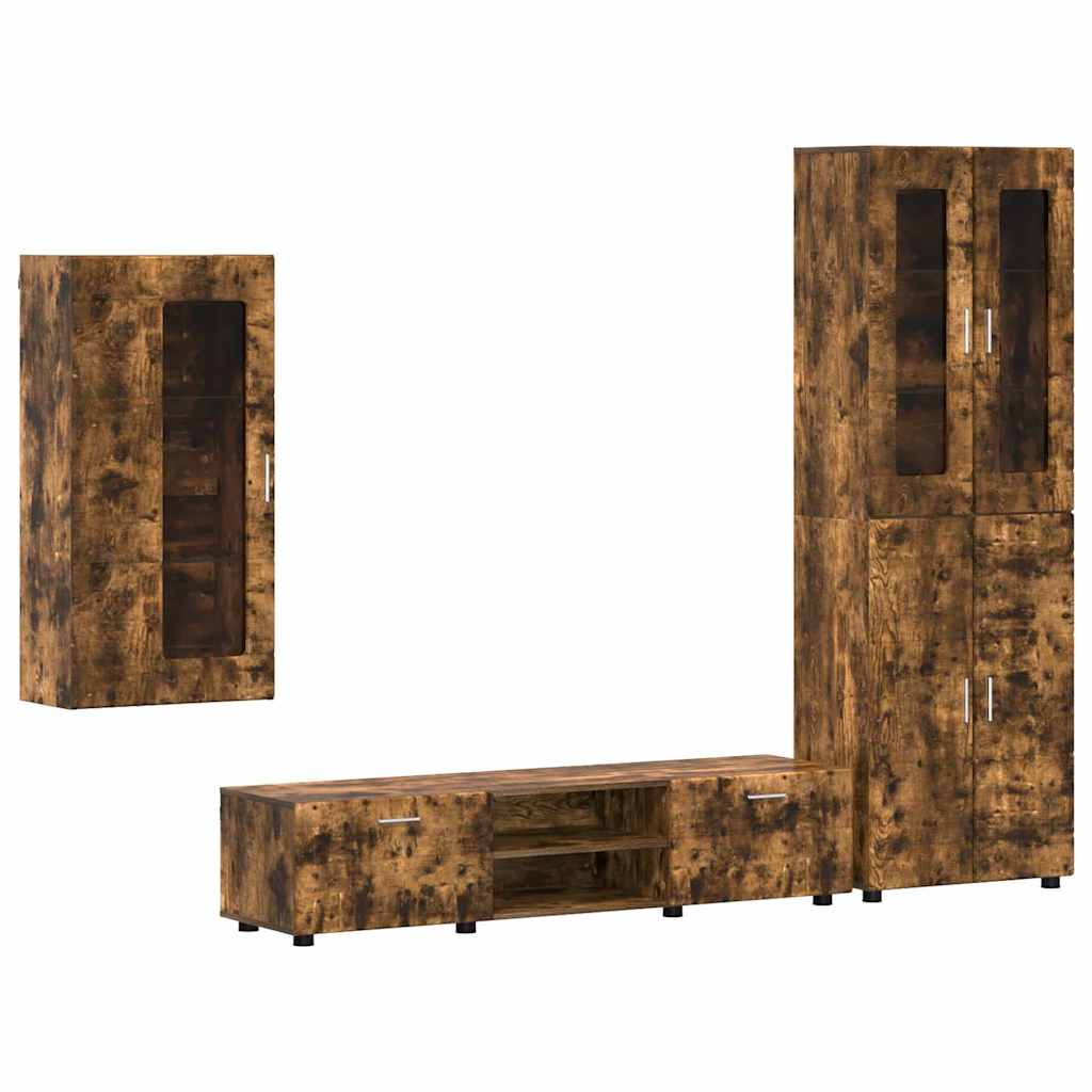 Set mobile TV con cassetto Rovere fumé Legno multistrato