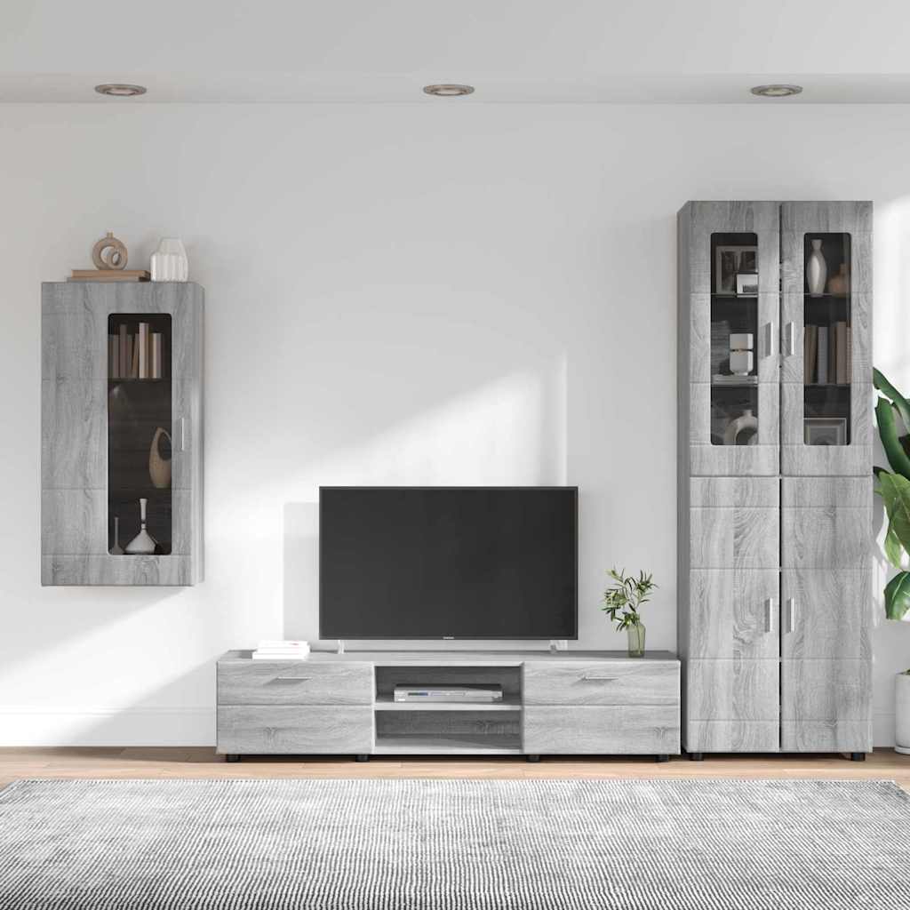 Set mobile TV con cassetto Grigio Sonoma Legno multistrato