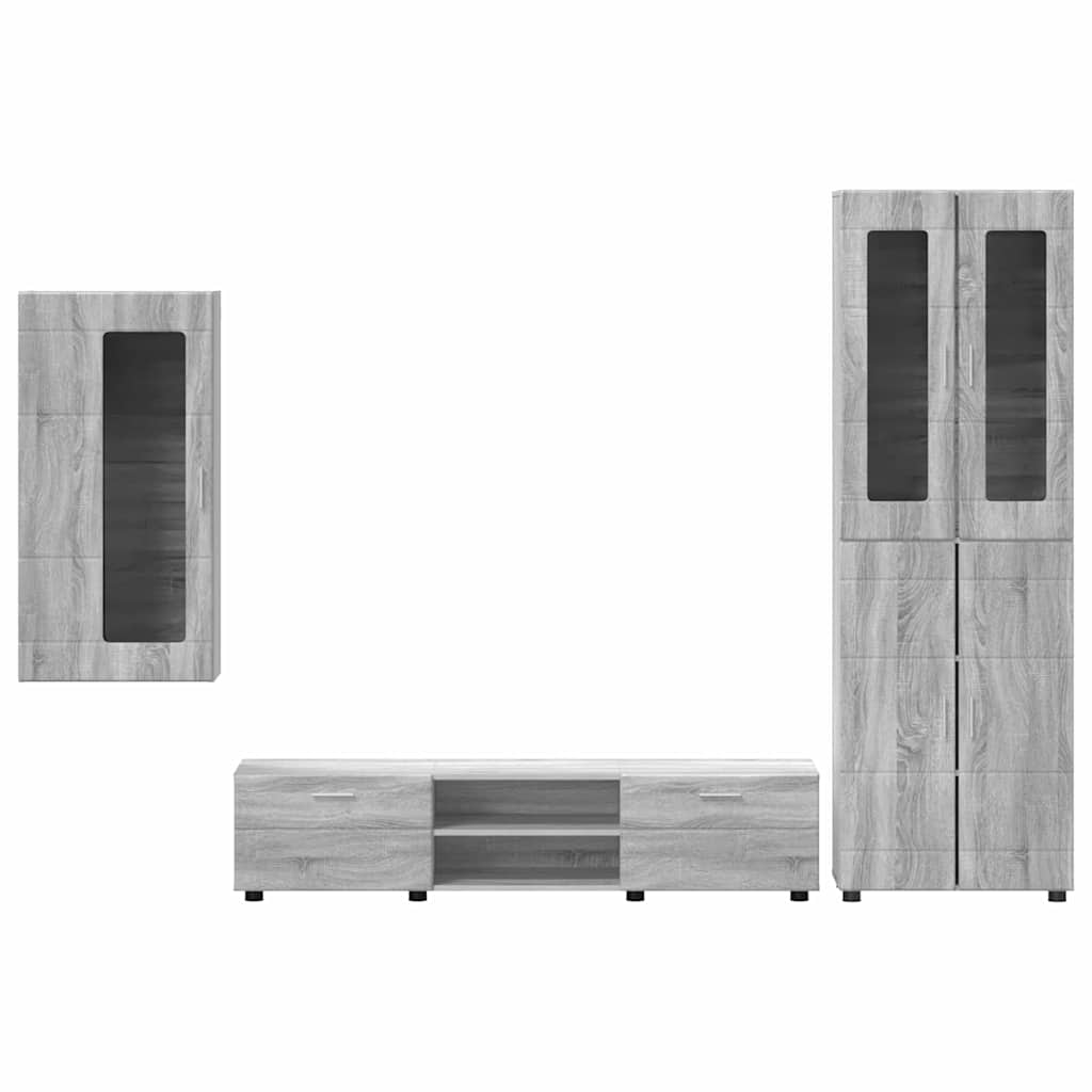 Set mobile TV con cassetto Grigio Sonoma Legno multistrato