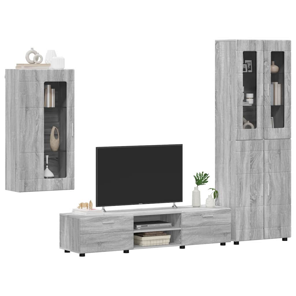 Set mobile TV con cassetto Grigio Sonoma Legno multistrato