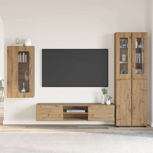 Set mobile TV FLORIN 3 pcs Rovere artigianale Legno multistrato | homemem39