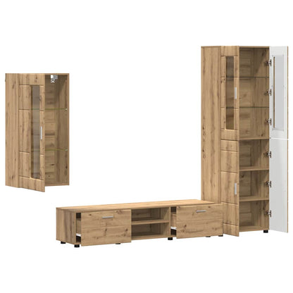 Set mobile TV FLORIN 3 pcs Rovere artigianale Legno multistrato | homemem39
