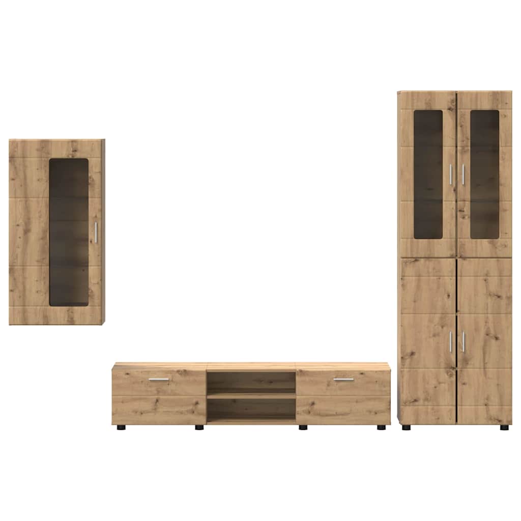 Set mobile TV FLORIN 3 pcs Rovere artigianale Legno multistrato | homemem39