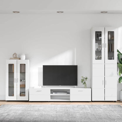 Set mobile TV con porta FLORIN 3 pcs Bianco Legno multistrato | homemem39