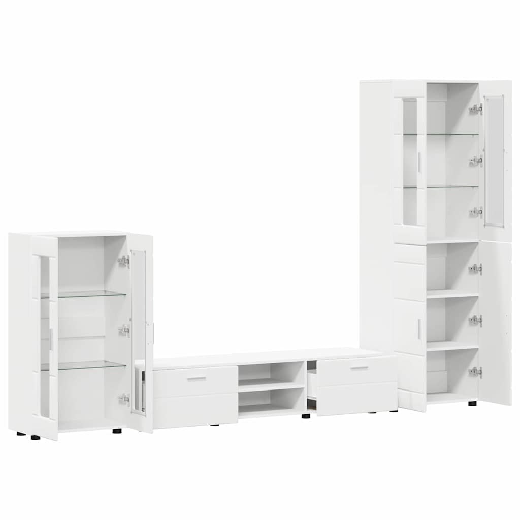 Set mobile TV con porta FLORIN 3 pcs Bianco Legno multistrato | homemem39