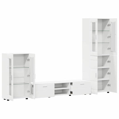 Set mobile TV con porta FLORIN 3 pcs Bianco Legno multistrato | homemem39
