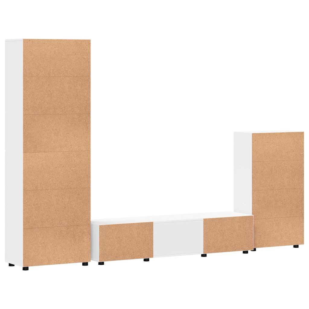 Set mobile TV con porta FLORIN 3 pcs Bianco Legno multistrato | homemem39