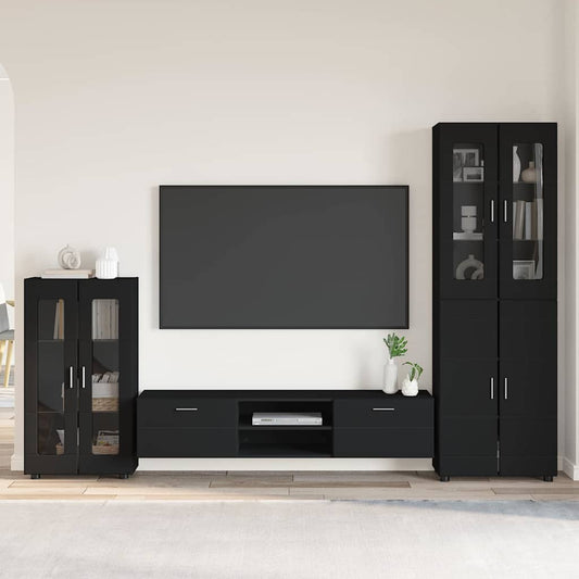 Set mobile TV con cassetto FLORIN 3 pcs Nero Legno multistrato | homemem39