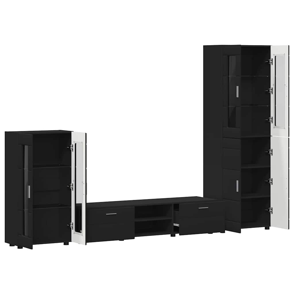Set mobile TV con cassetto FLORIN 3 pcs Nero Legno multistrato | homemem39