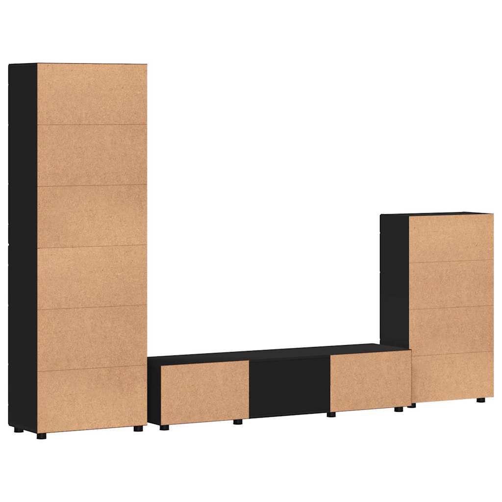 Set mobile TV FLORIN 3 pz Nero Legno ingegnerizzato