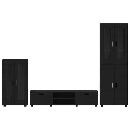 Set mobile TV con cassetto FLORIN 3 pcs Nero Legno multistrato | homemem39