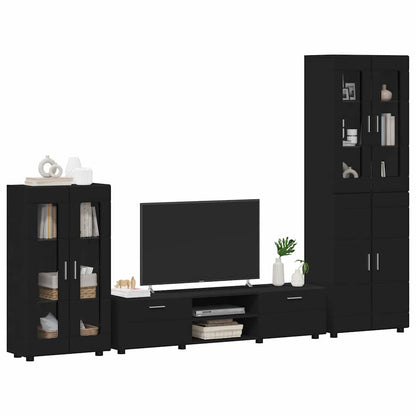 Set mobile TV con cassetto FLORIN 3 pcs Nero Legno multistrato | homemem39