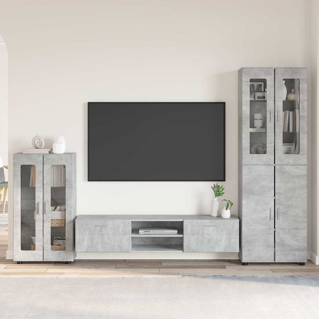 Set mobile TV FLORIN 3 pcs Grigio cemento Legno multistrato | homemem39