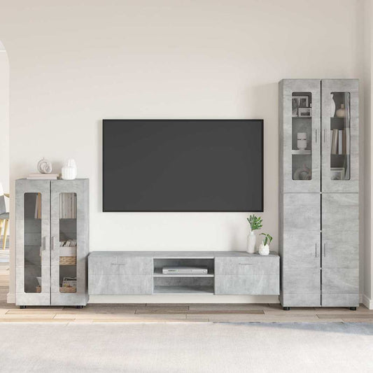 Set mobile TV FLORIN 3 pcs Grigio cemento Legno multistrato | homemem39