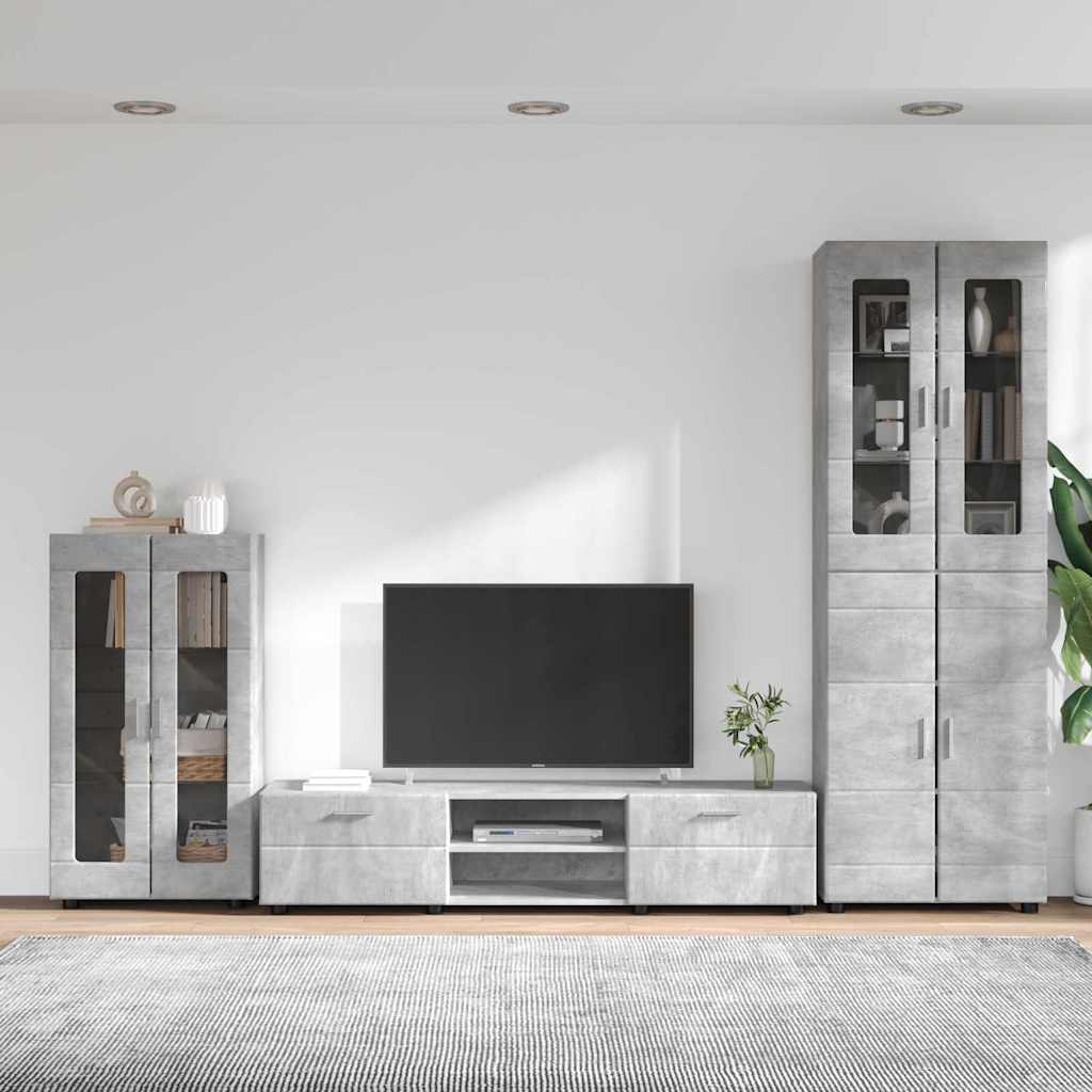 Set mobile TV FLORIN 3 pcs Grigio cemento Legno multistrato | homemem39