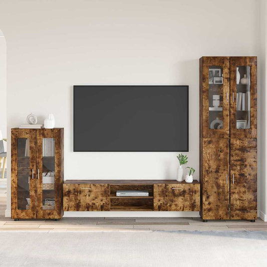 Set mobile TV FLORIN 3 pcs Rovere fumé Legno multistrato