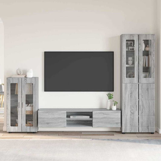 Set mobile TV FLORIN 3 pcs Grigio Sonoma Legno multistrato