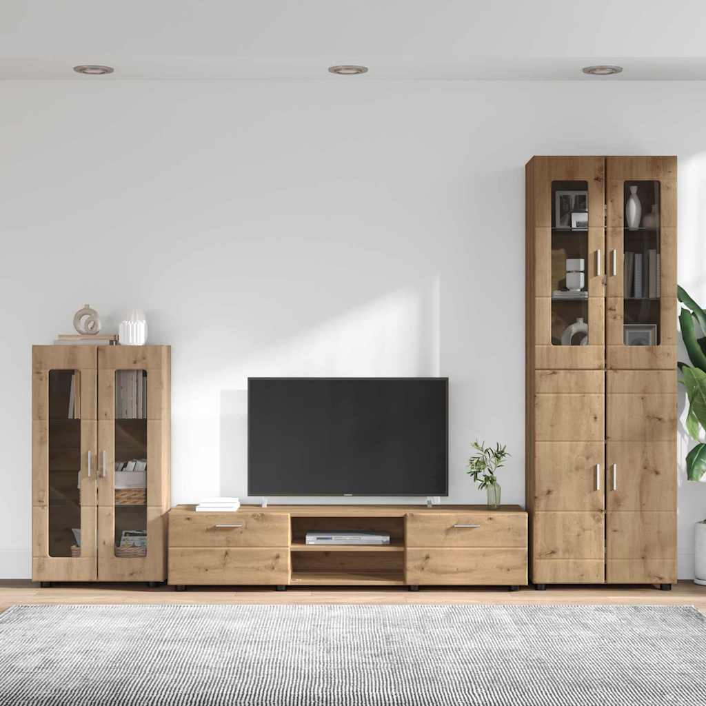 Set mobile TV FLORIN 3 pcs Rovere artigianale Legno multistrato | homemem39