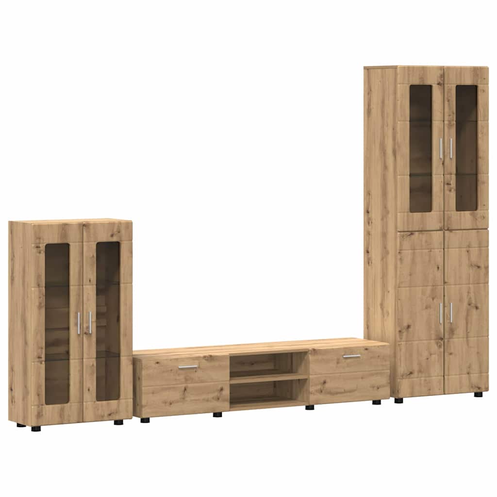 Set mobile TV FLORIN 3 pcs Rovere artigianale Legno multistrato | homemem39