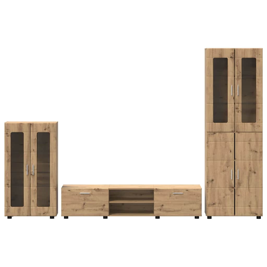 Set mobile TV FLORIN 3 pcs Rovere artigianale Legno multistrato | homemem39