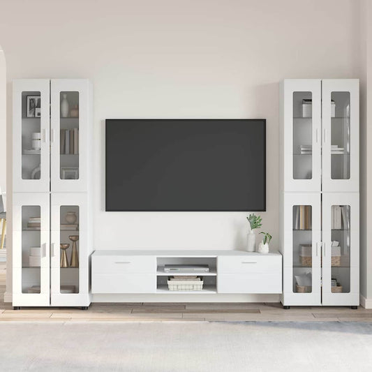 Set mobile TV con porta FLORIN 3 pcs Bianco Legno multistrato