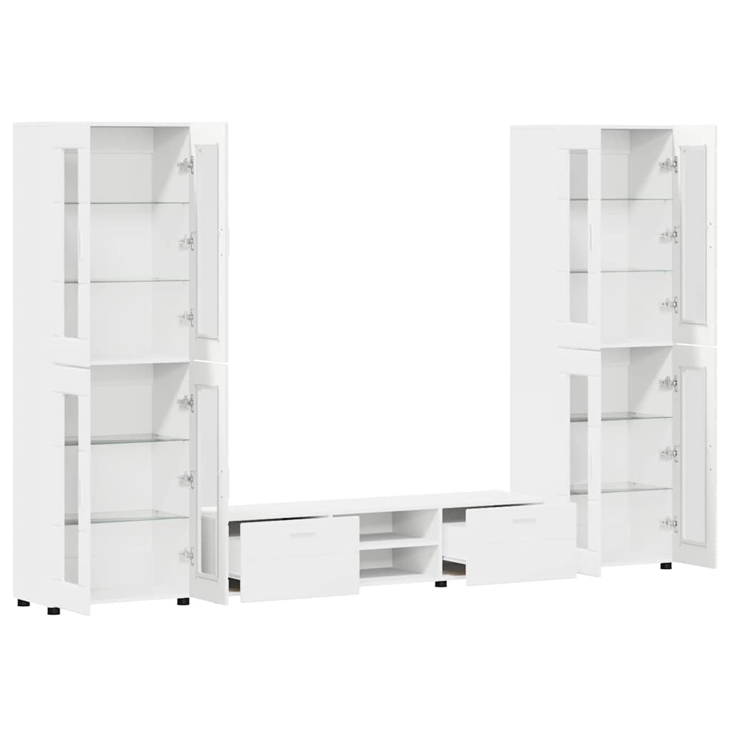 Set mobile TV con porta FLORIN 3 pcs Bianco Legno multistrato | homemem39