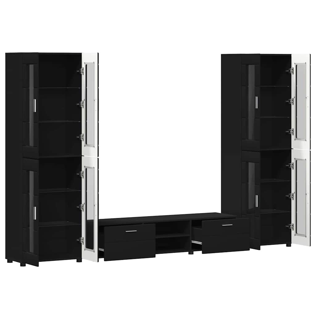 Set mobile TV con cassetto FLORIN 3 pcs Nero Legno multistrato
