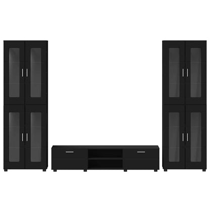Set mobile TV con cassetto FLORIN 3 pcs Nero Legno multistrato | homemem39