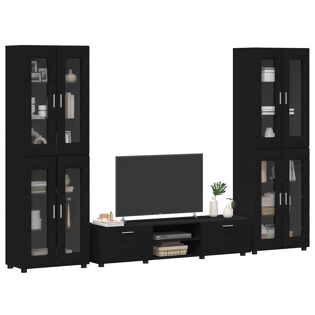 Set mobile TV con cassetto FLORIN 3 pcs Nero Legno multistrato