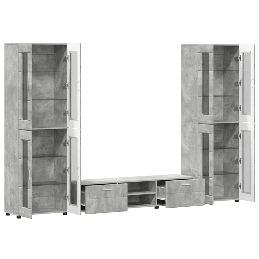 Set mobile TV FLORIN 3 pcs Grigio cemento Legno multistrato | homemem39