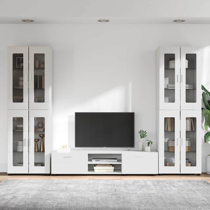 Set mobile TV FLORIN 3 pcs Bianco Lucido Legno multistrato | homemem39