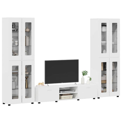 Set mobile TV FLORIN 3 pcs Bianco Lucido Legno multistrato | homemem39