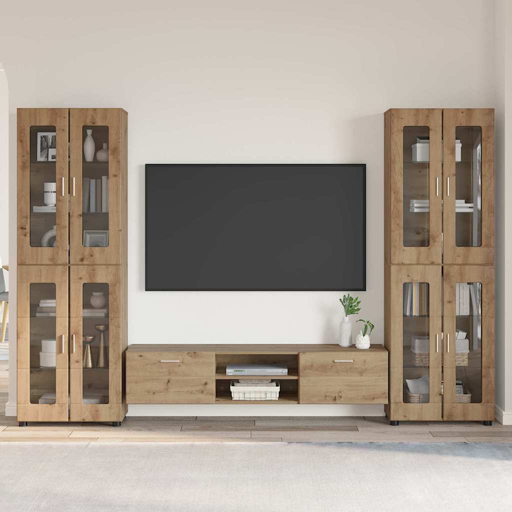 Set mobile TV FLORIN 3 pcs Rovere artigianale Legno multistrato | homemem39