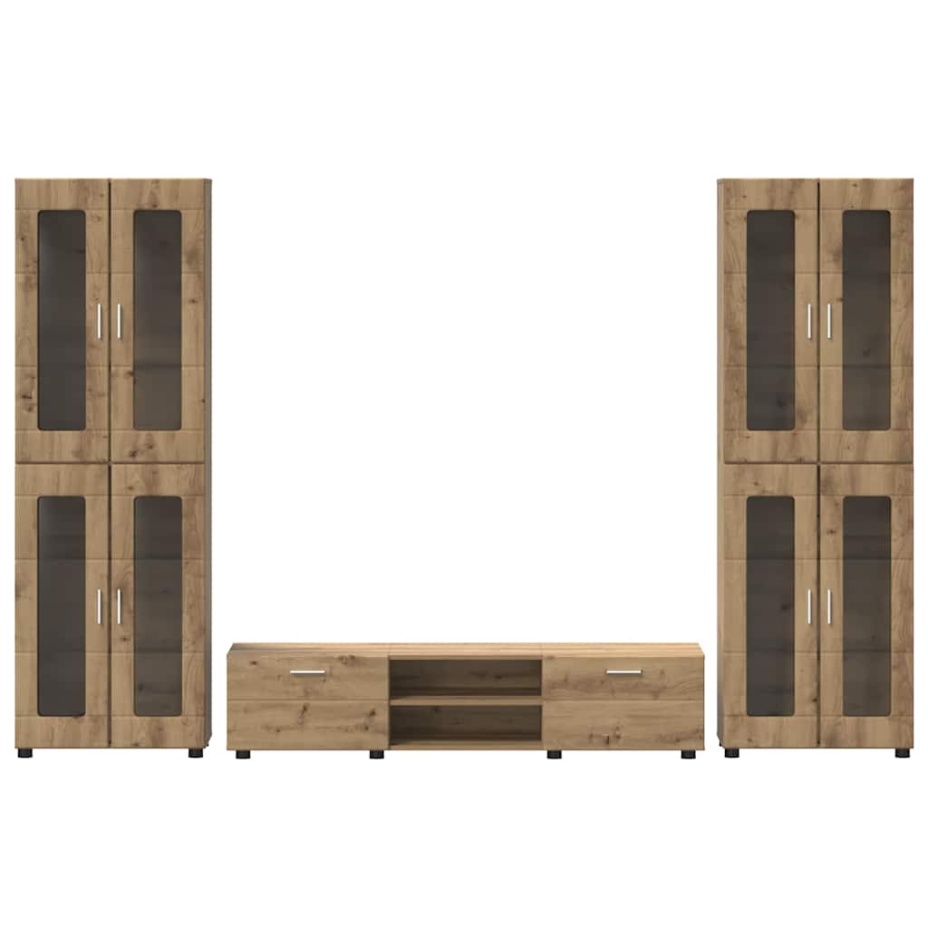 Set mobile TV FLORIN 3 pcs Rovere artigianale Legno multistrato | homemem39