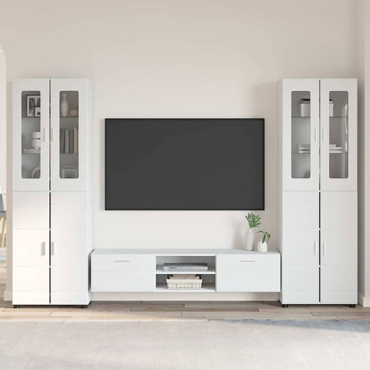 Set mobile TV con porta FLORIN 3 pcs Bianco Legno multistrato