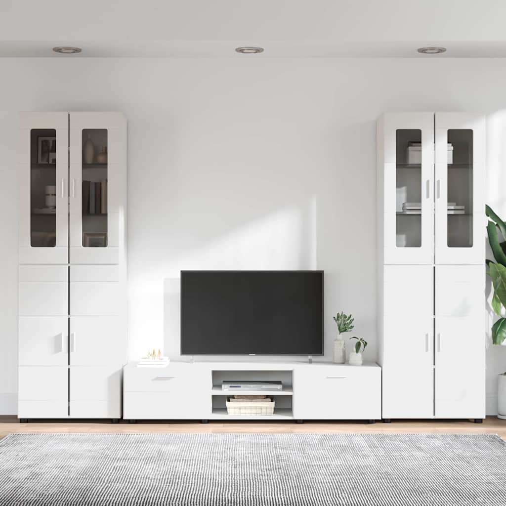 Set mobile TV con porta FLORIN 3 pcs Bianco Legno multistrato