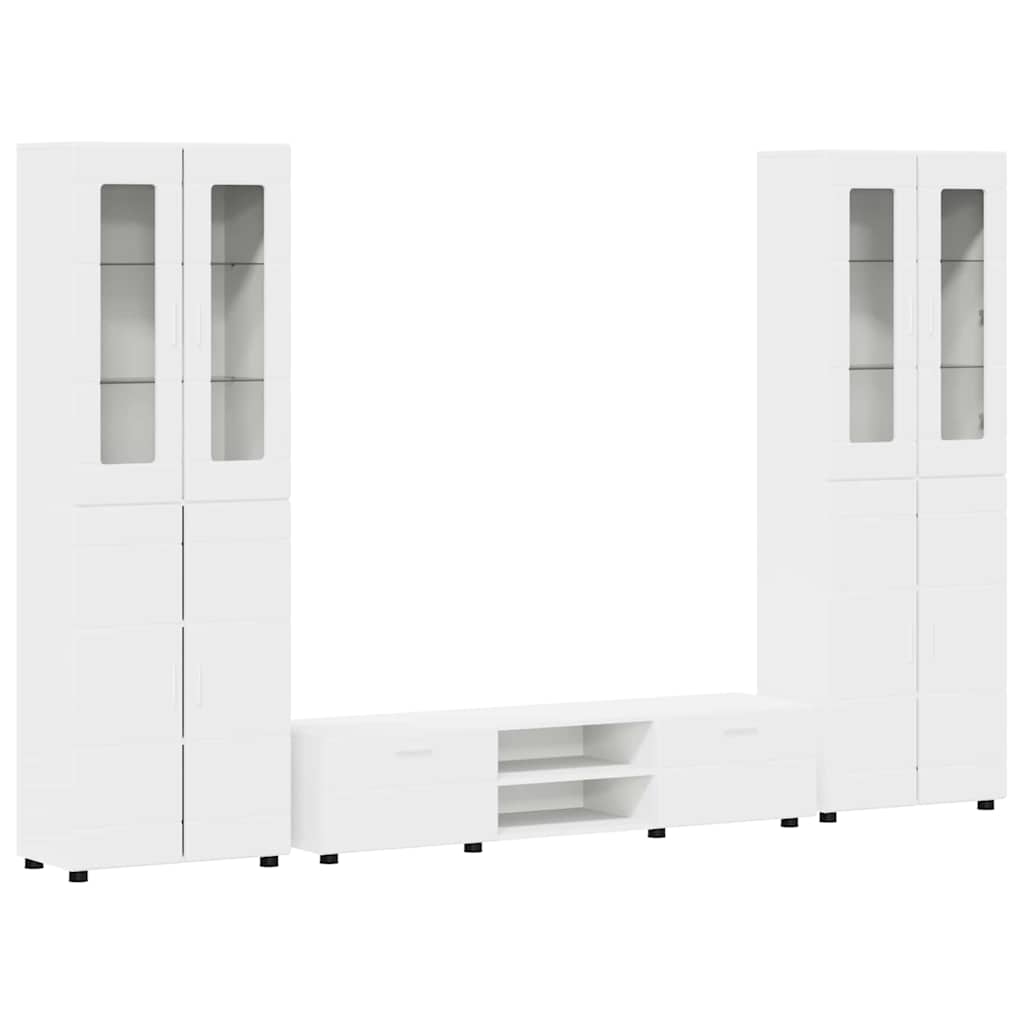 Set mobile TV con porta FLORIN 3 pcs Bianco Legno multistrato