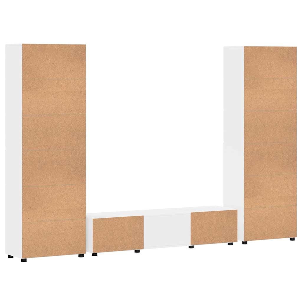 Set mobile TV con porta FLORIN 3 pcs Bianco Legno multistrato